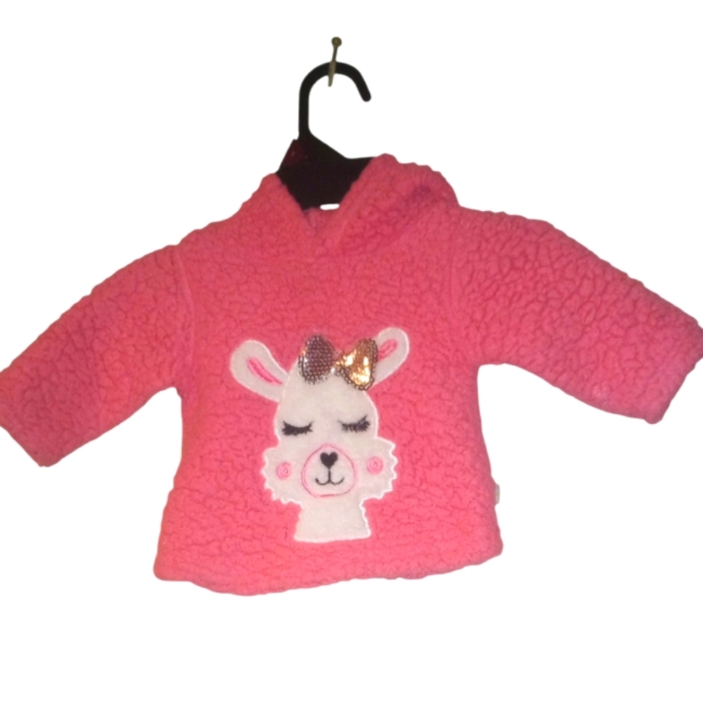 Toddler girl Sherpa fleece hoodie llamb 🦙 ears pullover size 0-3months